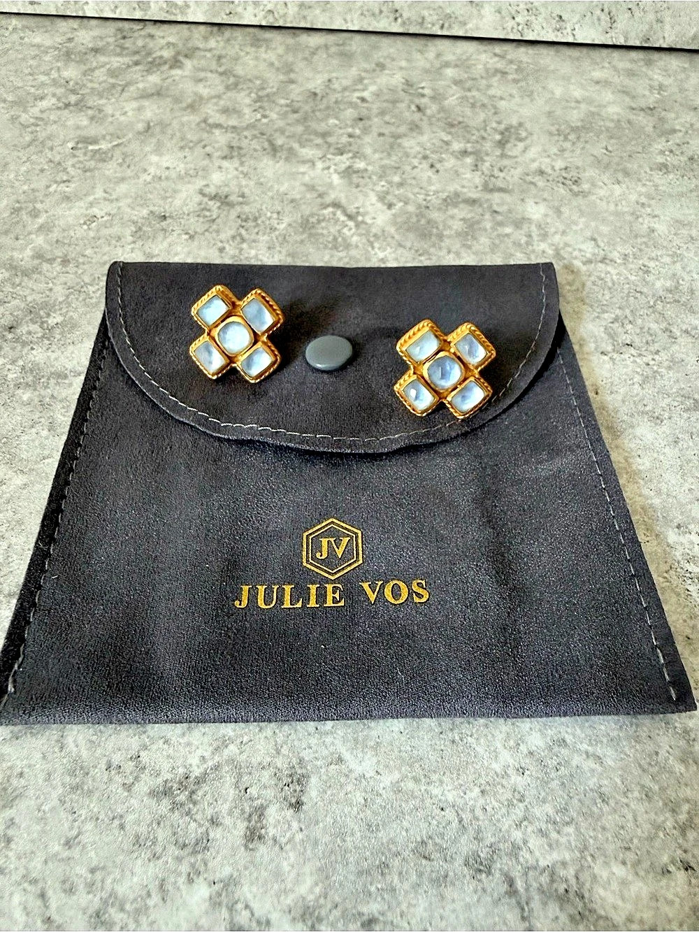 Julie Vos Stud Earrings Gold & Blue